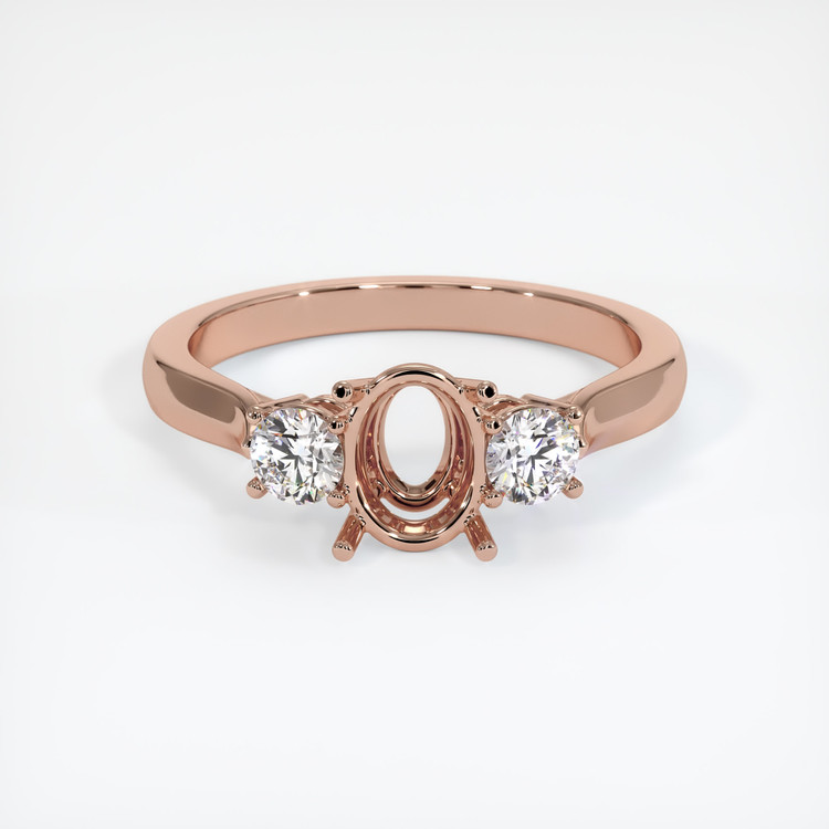 14K Rose Gold Three Stone Ring Setting