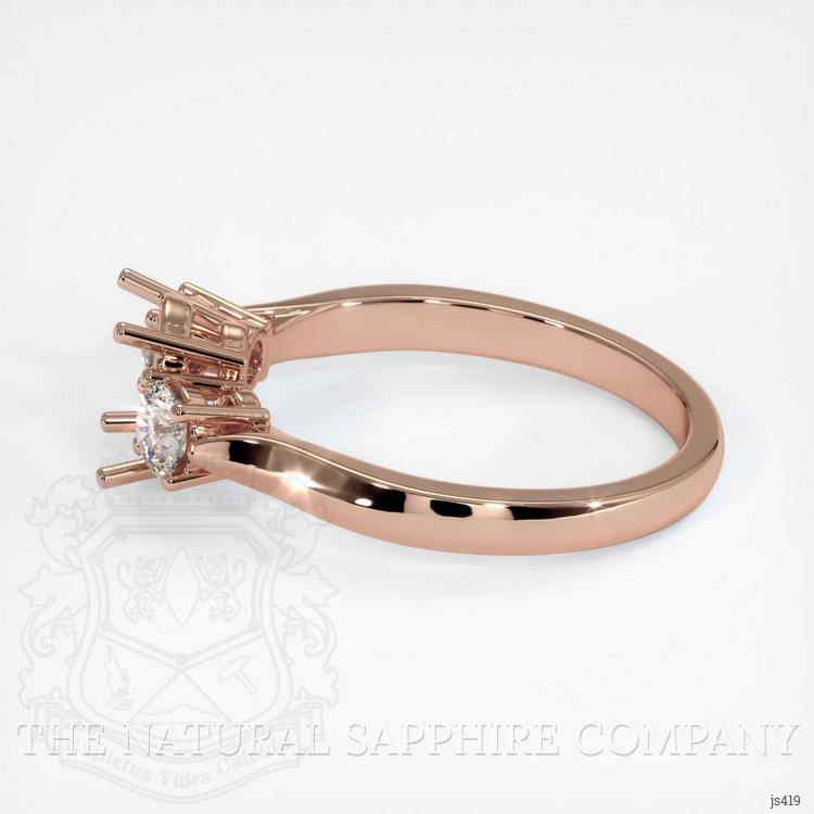 14K Rose Gold Three Stone Ring Setting