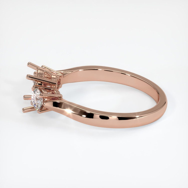 14K Rose Gold Three Stone Ring Setting