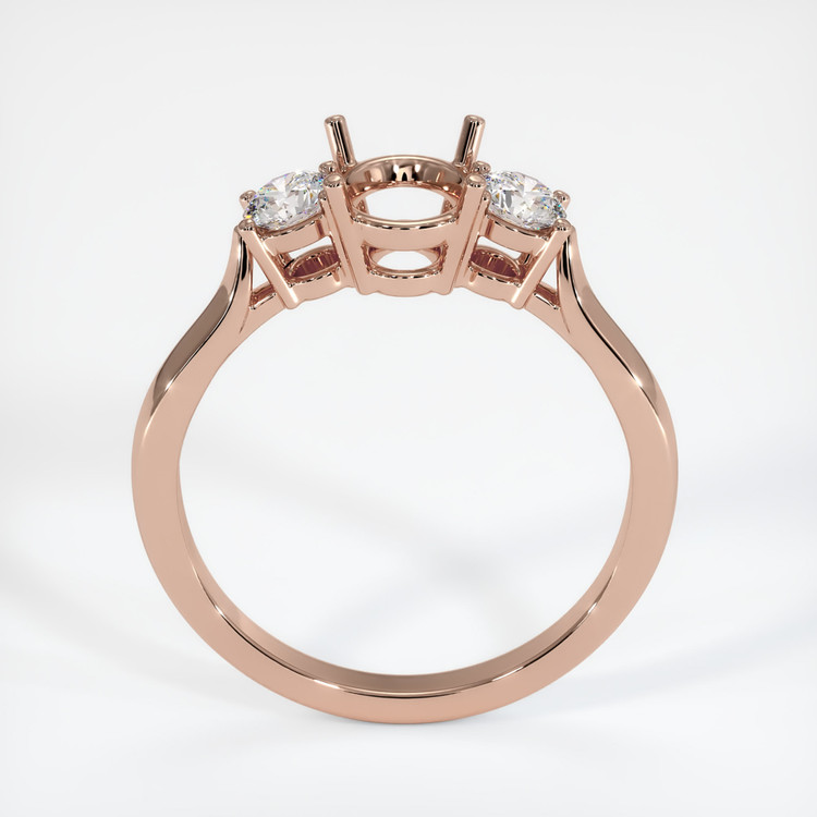 14K Rose Gold Three Stone Ring Setting