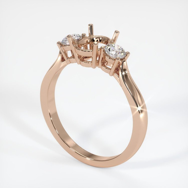 18K Rose Gold Three Stone Ring Setting