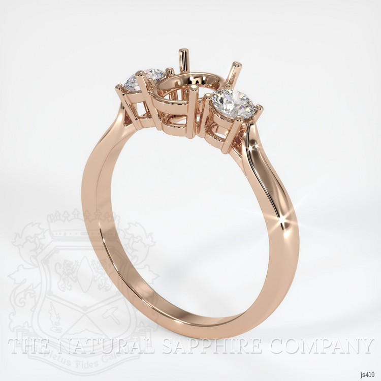 18K Rose Gold Three Stone Ring Setting
