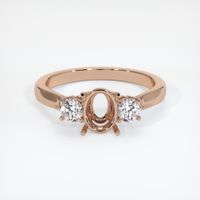 18K Rose Gold Three Stone Ring Setting Image