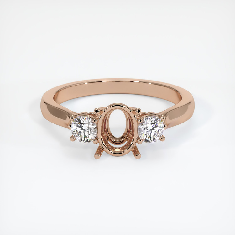 18K Rose Gold Three Stone Ring Setting