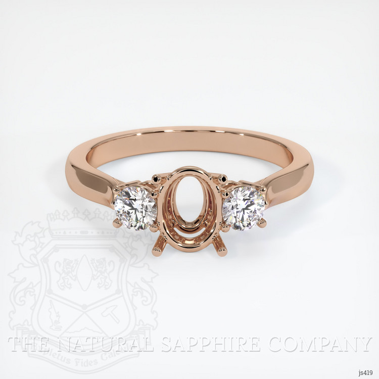 18K Rose Gold Three Stone Ring Setting