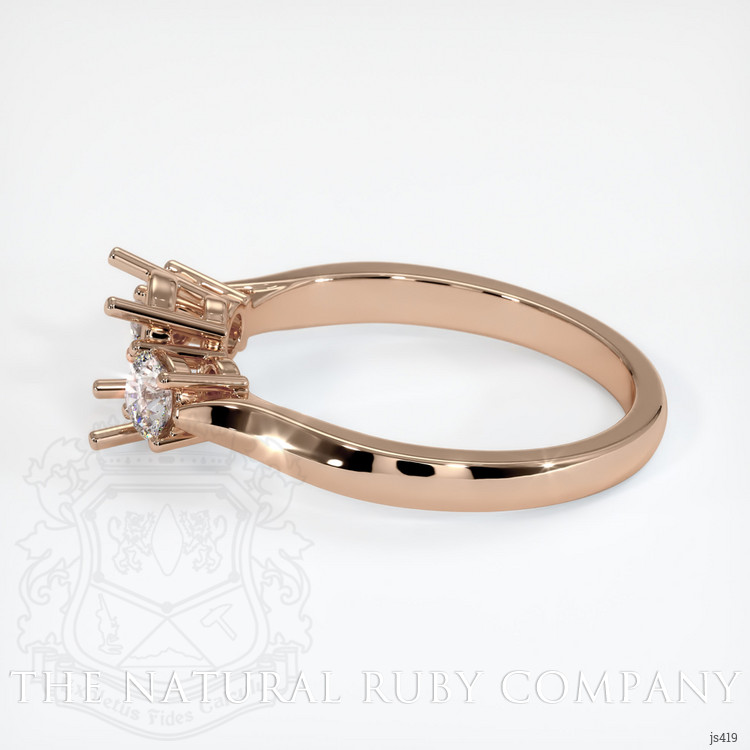 18K Rose Gold Three Stone Ring Setting
