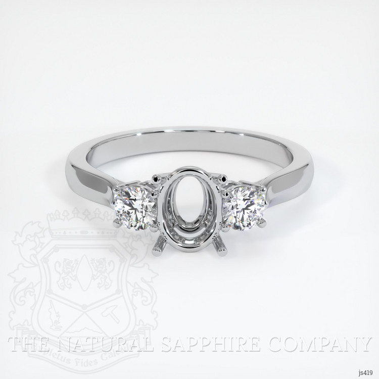 10K White Gold Three Stone Ring Setting