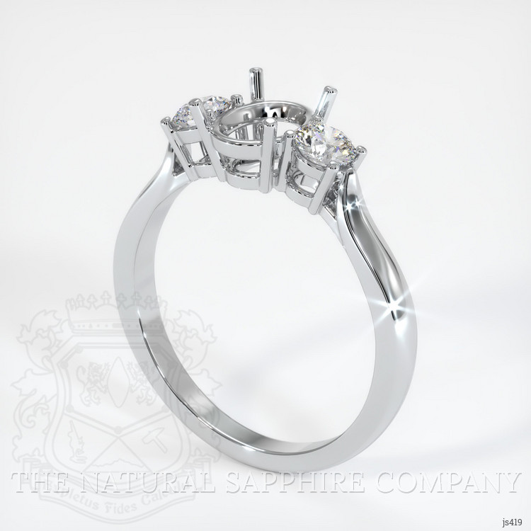 14K White Gold Three Stone Ring Setting