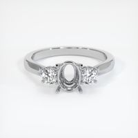14K White Gold Three Stone Ring Setting Image