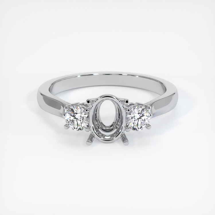 14K White Gold Three Stone Ring Setting