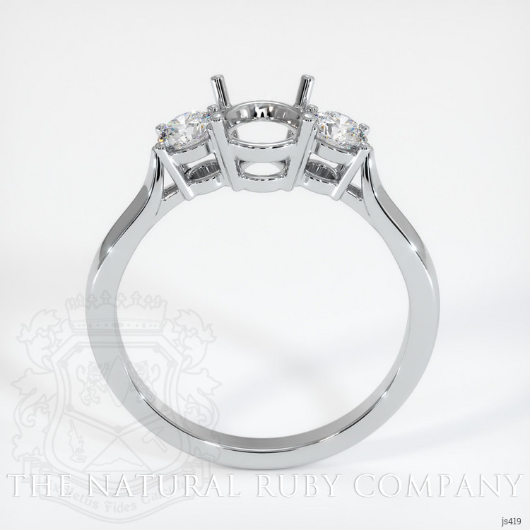 14K White Gold Three Stone Ring Setting