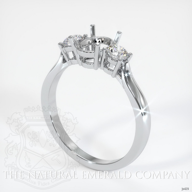 18K White Gold Three Stone Ring Setting