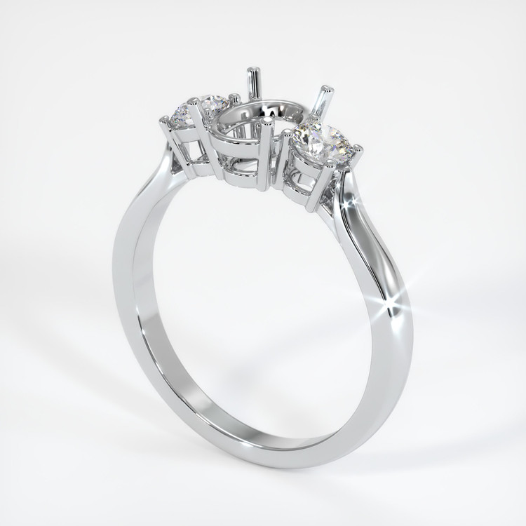 18K White Gold Three Stone Ring Setting