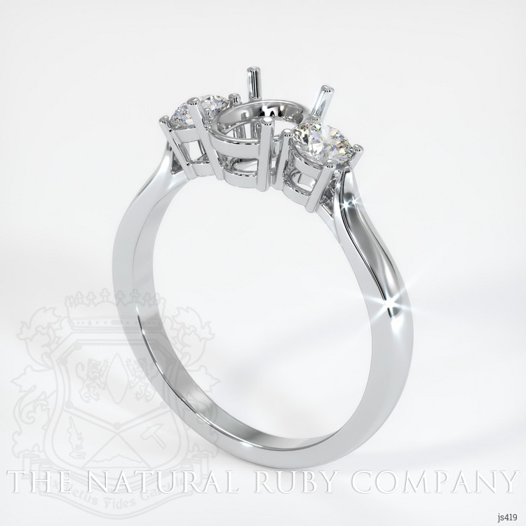 18K White Gold Three Stone Ring Setting
