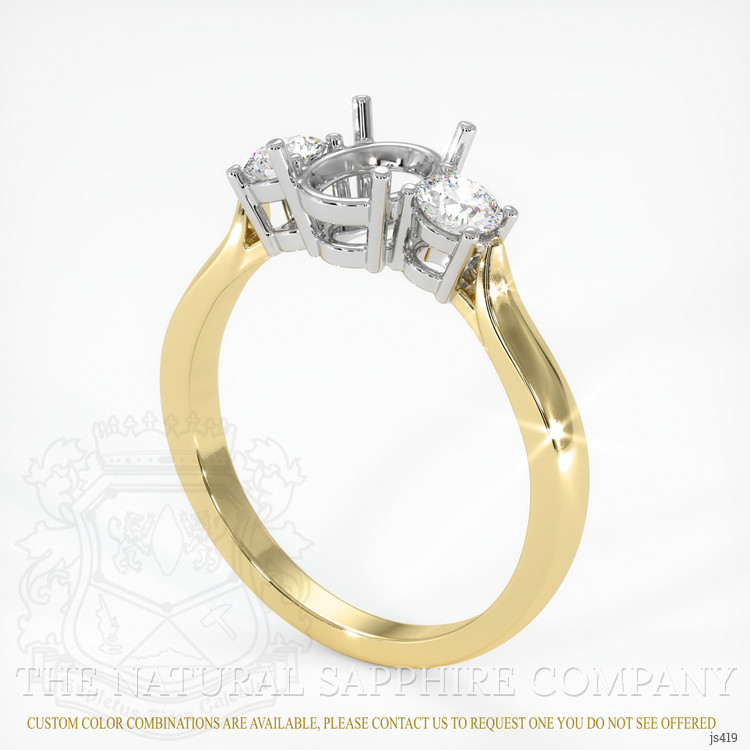 14K White & Yellow Three Stone Ring Setting