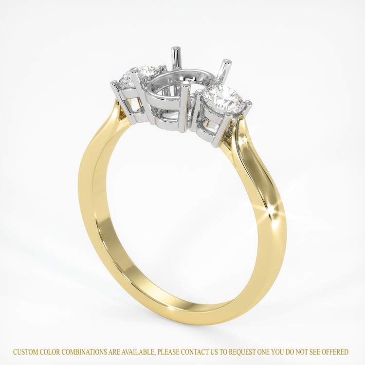 14K White & Yellow Three Stone Ring Setting