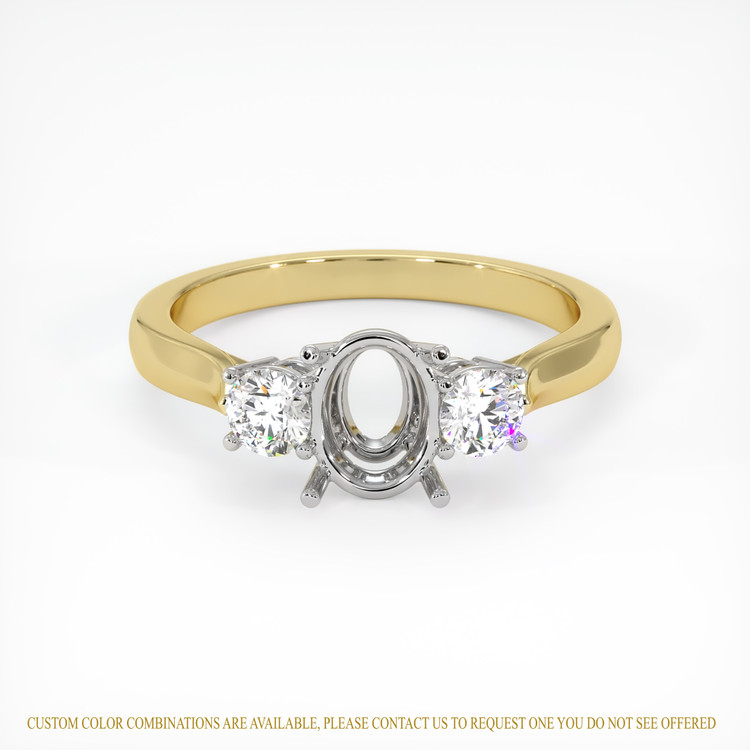 14K White & Yellow Three Stone Ring Setting