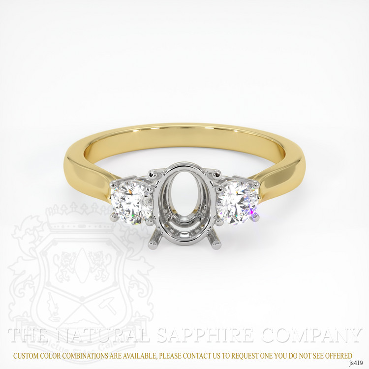 14K White & Yellow Three Stone Ring Setting