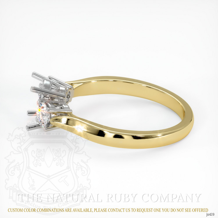 14K White & Yellow Three Stone Ring Setting