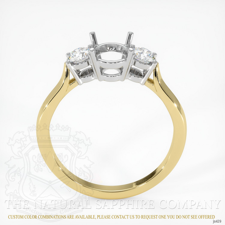 14K White & Yellow Three Stone Ring Setting