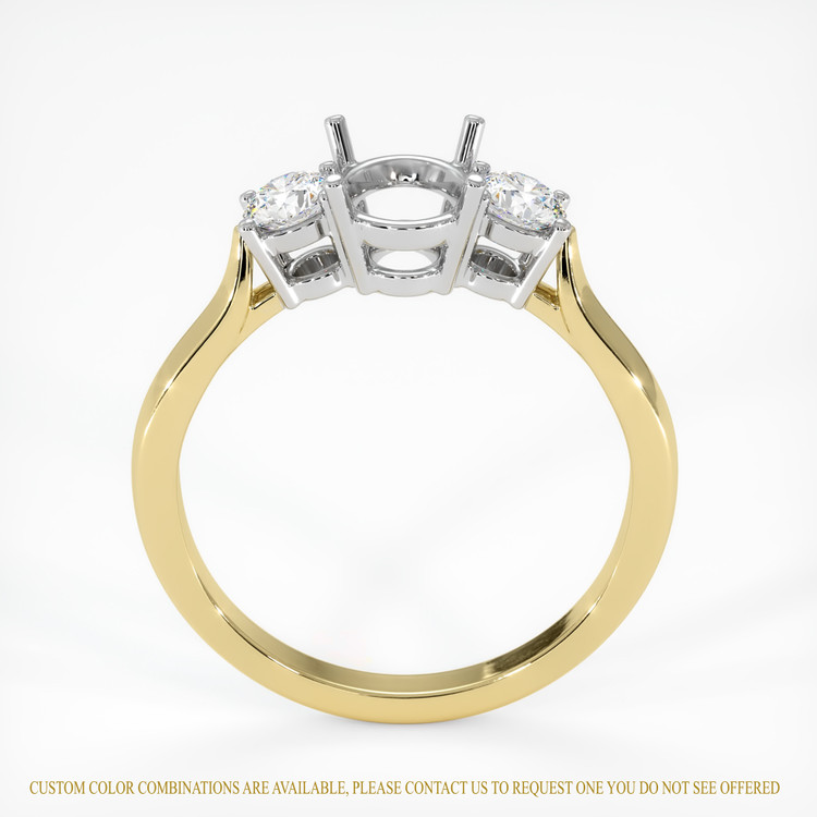 14K White & Yellow Three Stone Ring Setting