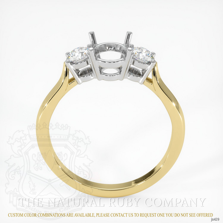 14K White & Yellow Three Stone Ring Setting