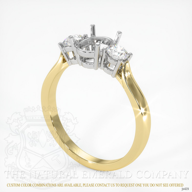 18K White & Yellow Three Stone Ring Setting