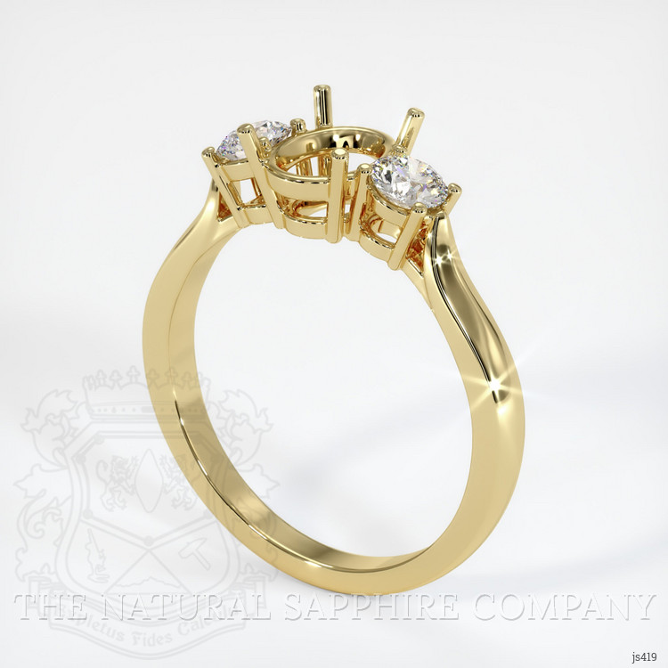 18K Yellow Gold Three Stone Ring Setting