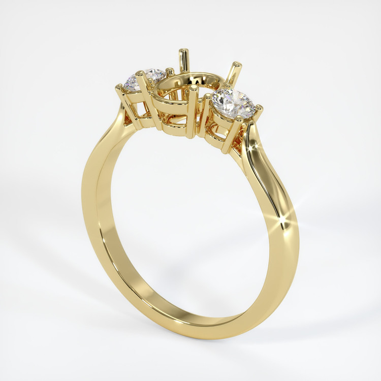 18K Yellow Gold Three Stone Ring Setting