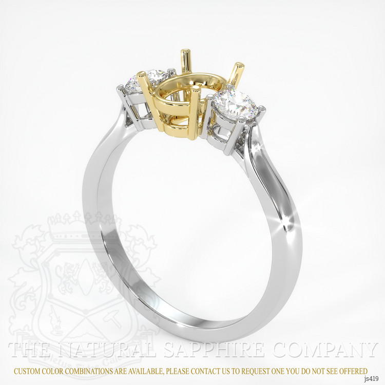 14K Yellow & White Three Stone Ring Setting