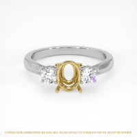 14K Yellow & White Three Stone Ring Setting Image