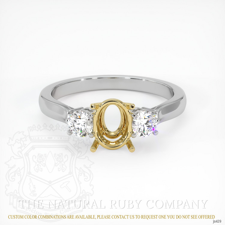14K Yellow & White Three Stone Ring Setting