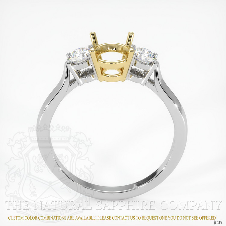 14K Yellow & White Three Stone Ring Setting