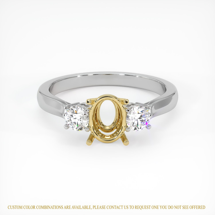 18K Yellow & White Three Stone Ring Setting