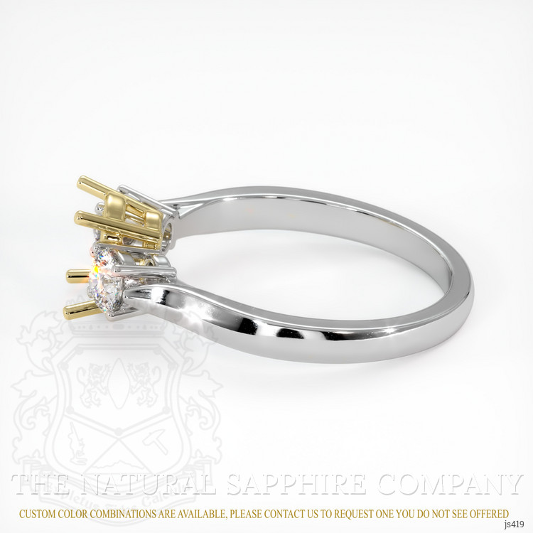 18K Yellow & White Three Stone Ring Setting