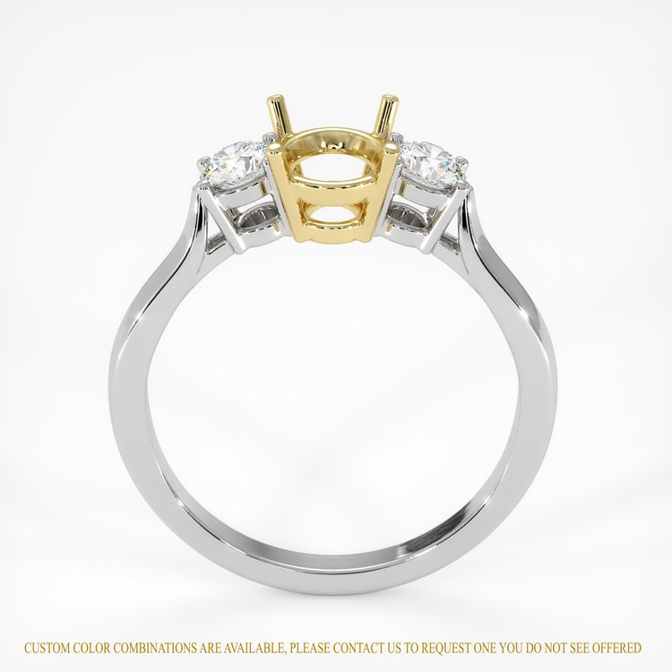 18K Yellow & White Three Stone Ring Setting