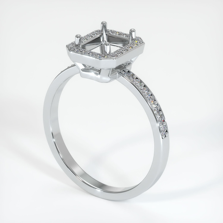 14K White Gold Pave Ring Setting