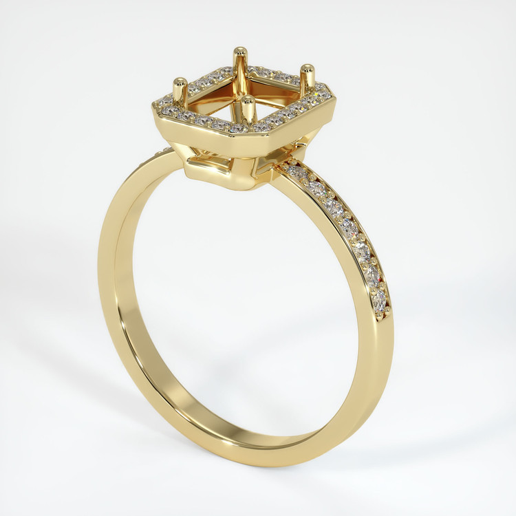14K Yellow Gold Pave Ring Setting