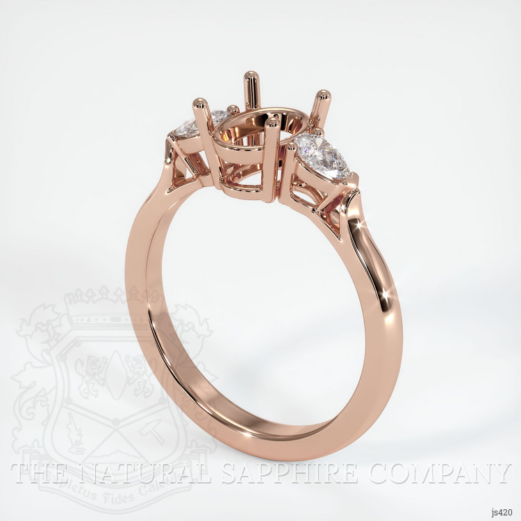 14K Rose Gold Three Stone Ring Setting