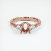14K Rose Gold Three Stone Ring Setting Image