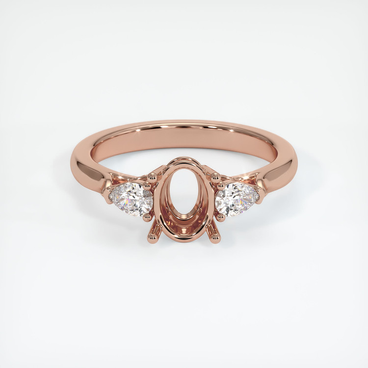 14K Rose Gold Three Stone Ring Setting