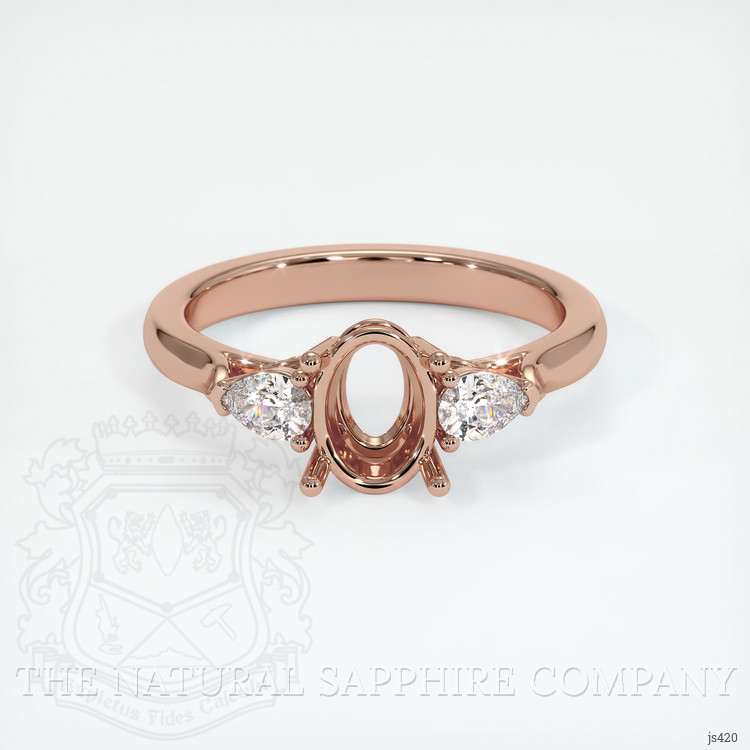 14K Rose Gold Three Stone Ring Setting