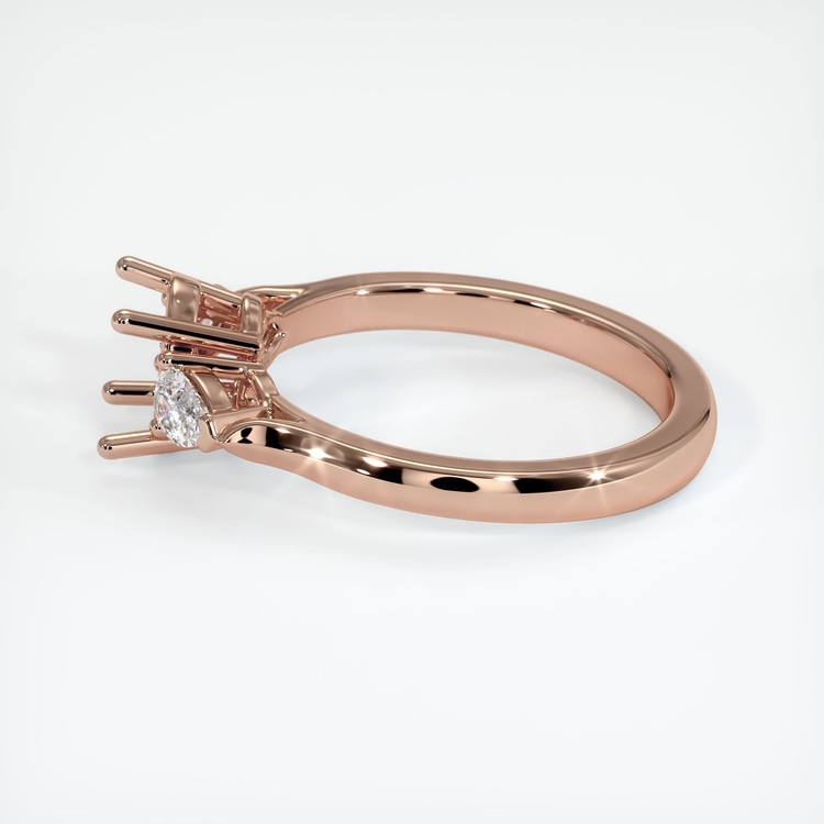 14K Rose Gold Three Stone Ring Setting