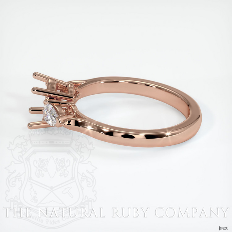 14K Rose Gold Three Stone Ring Setting
