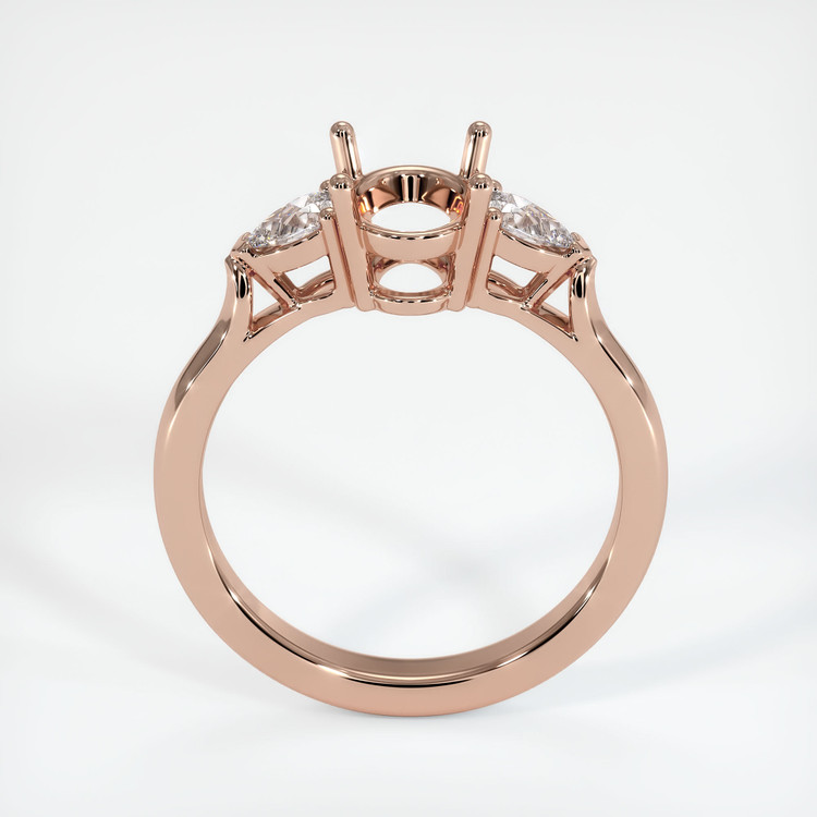 14K Rose Gold Three Stone Ring Setting