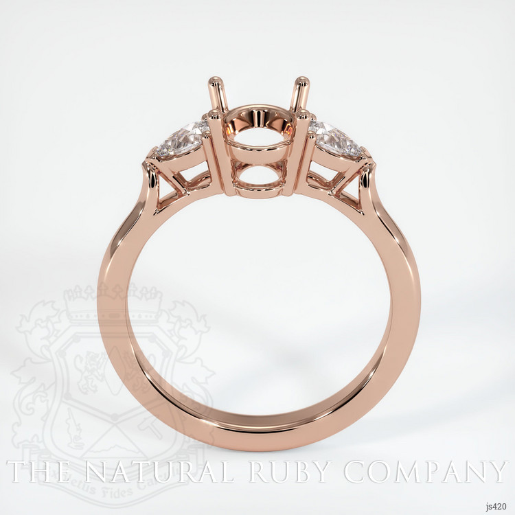 14K Rose Gold Three Stone Ring Setting