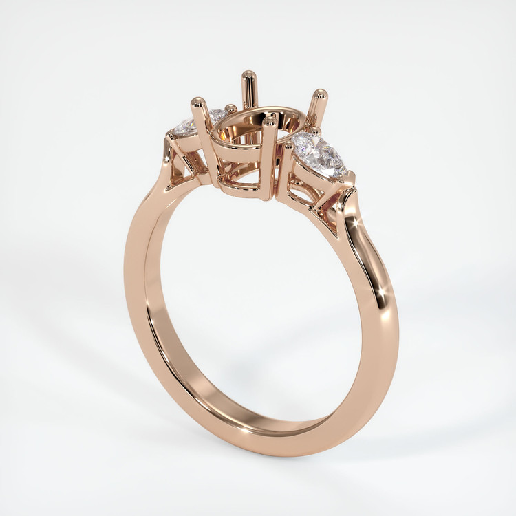 18K Rose Gold Three Stone Ring Setting