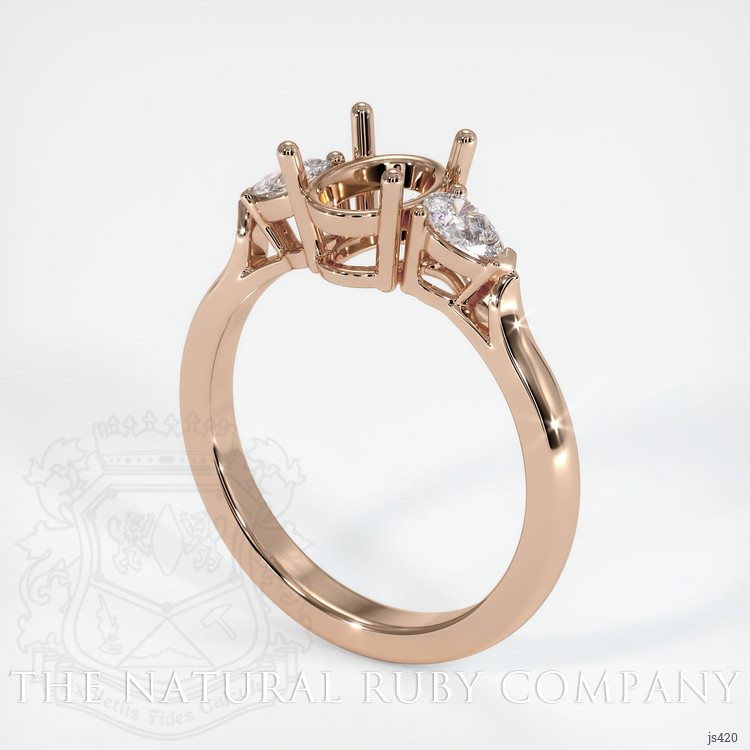 18K Rose Gold Three Stone Ring Setting