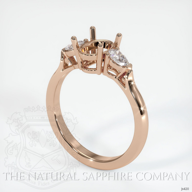 18K Rose Gold Three Stone Ring Setting
