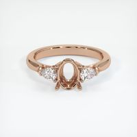18K Rose Gold Three Stone Ring Setting Image
